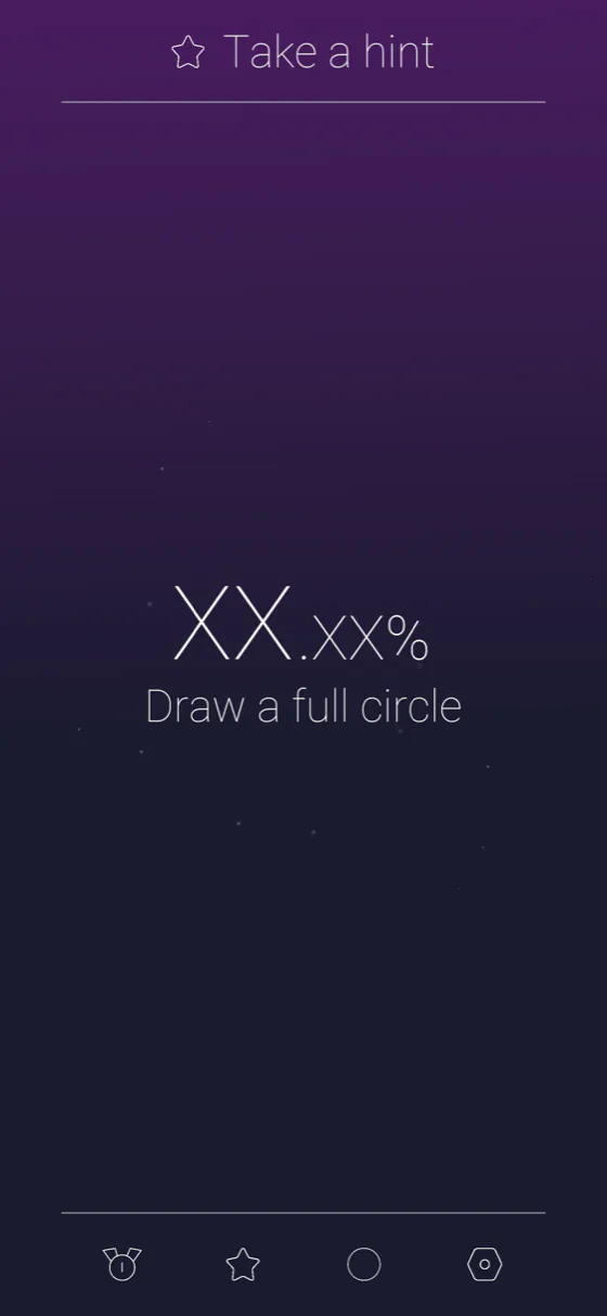 The result screen reading XX.XX% after a stroke was stopped part-way.